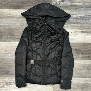 The North Face Black Womens XS 550 Down Zip‎ Belted Oversized Hood Puffer Jacket